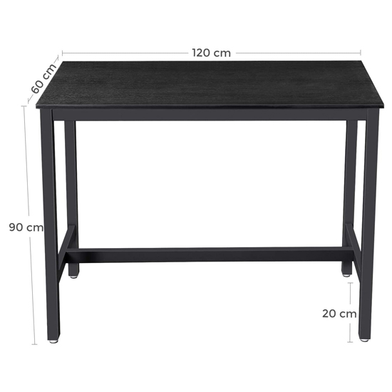 Redding Black Wooden Bar Table With 2 Bar Stools FiF
