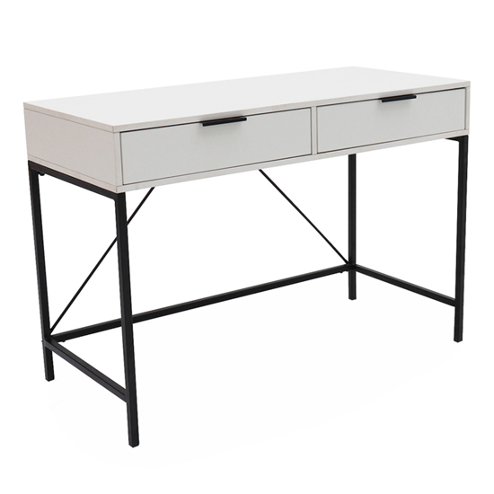 Read more about Redditch wooden laptop desk with black metal frame in white