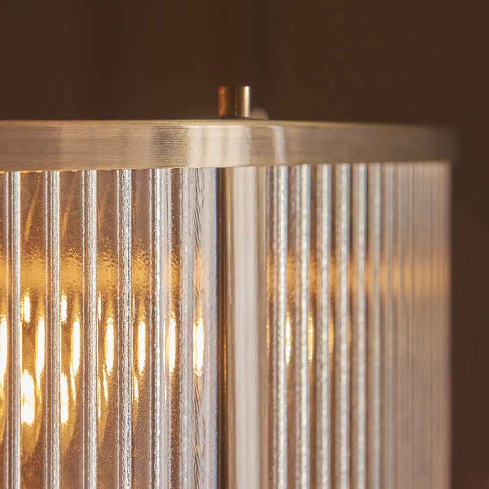 Redington Ribbed Glass Metal Ceiling Pendant Light in Antique Brass