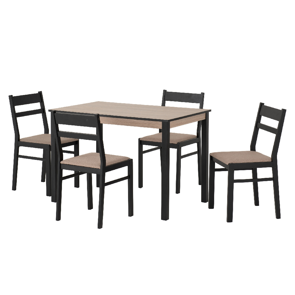 Redland Oak Wooden Dining Table With 4 Black Chairs