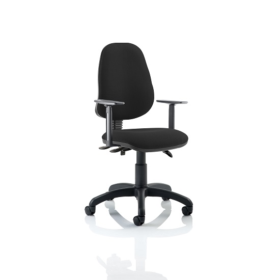 Photo of Redmon fabric office chair in black with height adjustable arms