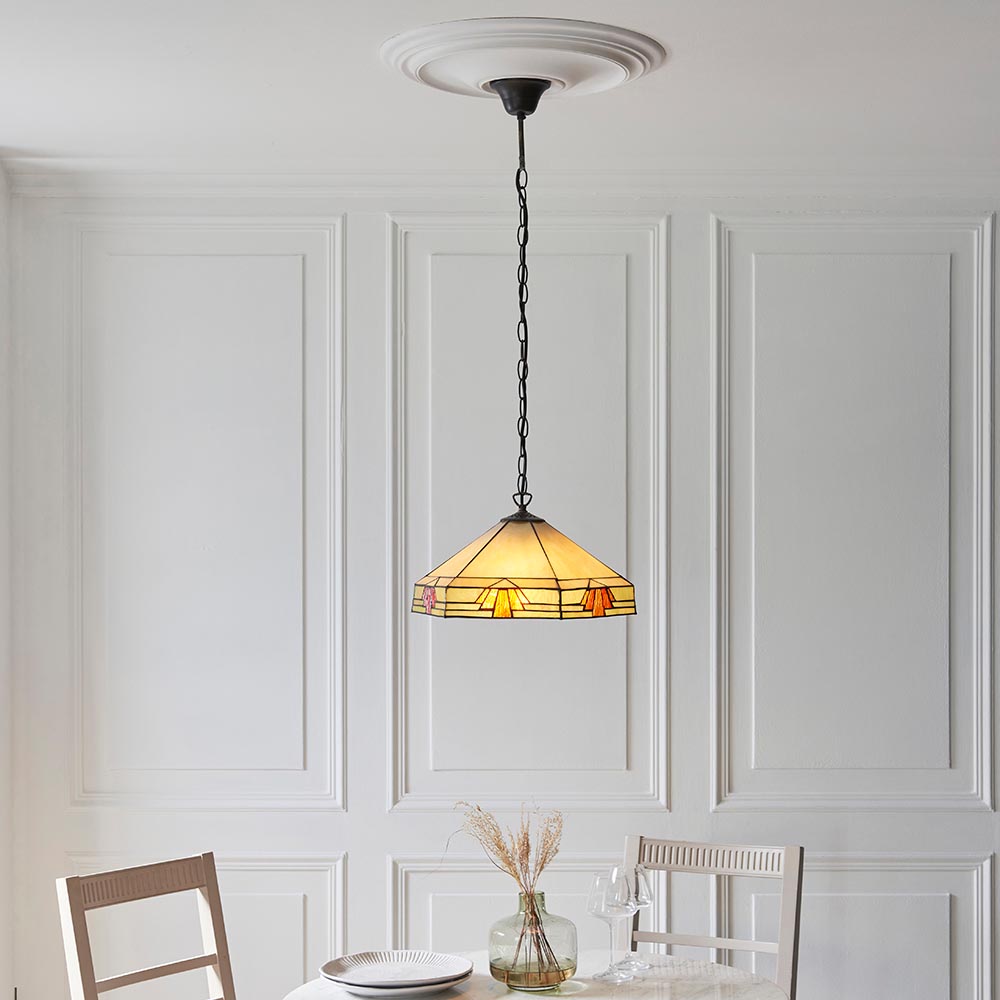 Redmond Tiffany Glass Pendant Ceiling Light In Multicolour