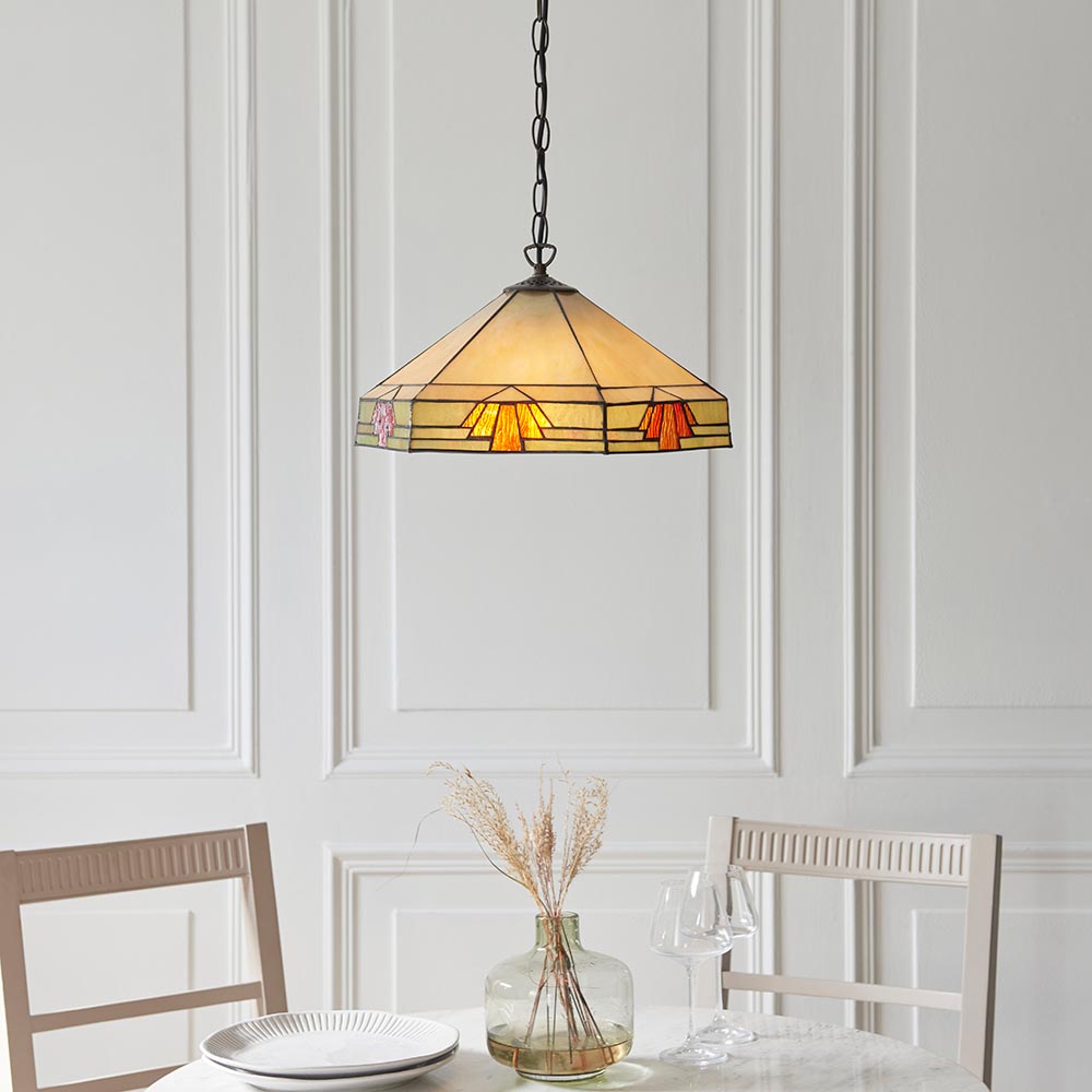 Redmond Tiffany Glass Pendant Ceiling Light In Multicolour