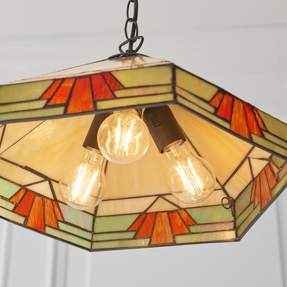 Redmond Tiffany Glass Pendant Ceiling Light In Multicolour