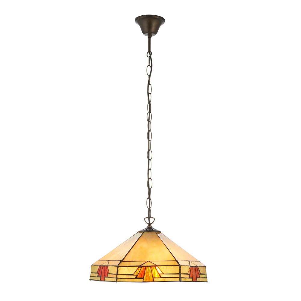 Redmond Tiffany Glass Pendant Ceiling Light In Multicolour