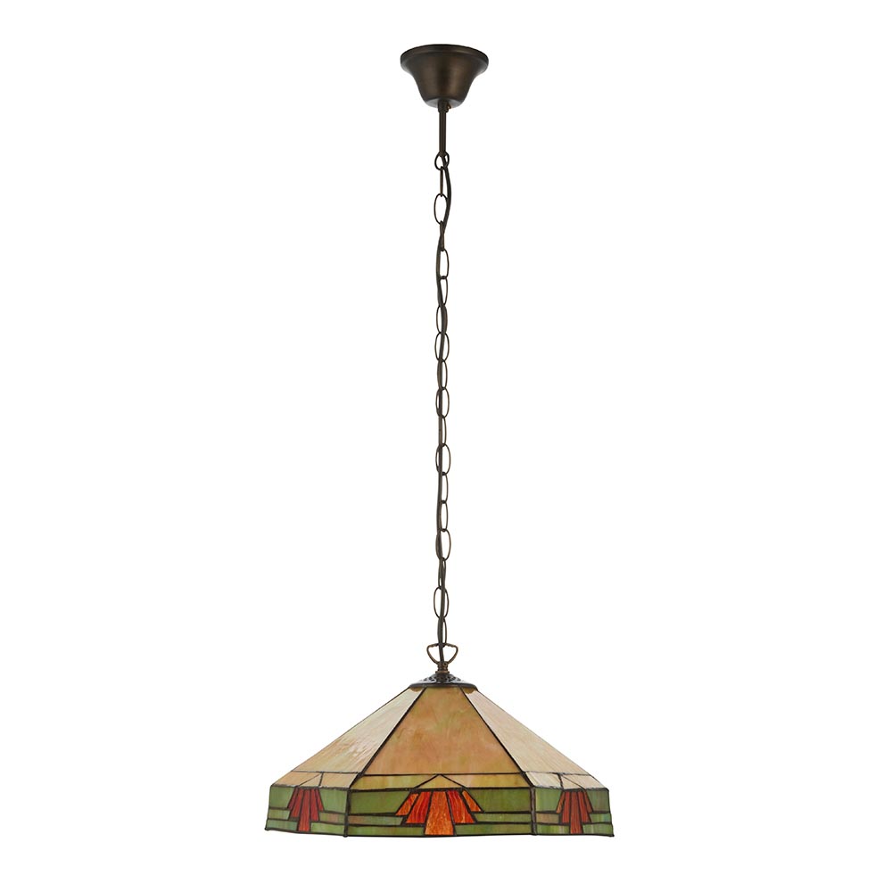 Redmond Tiffany Glass Pendant Ceiling Light In Multicolour