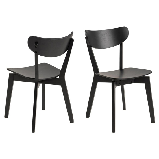 Read more about Redondo black wooden dining chairs in pair