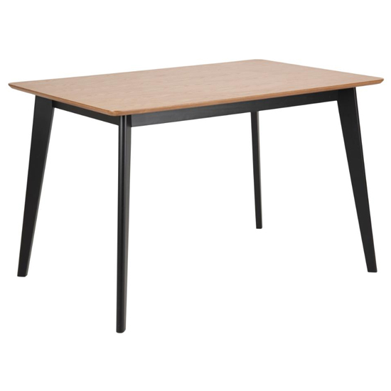 Redondo Rectangular Wooden Dining Table In Oak And Black