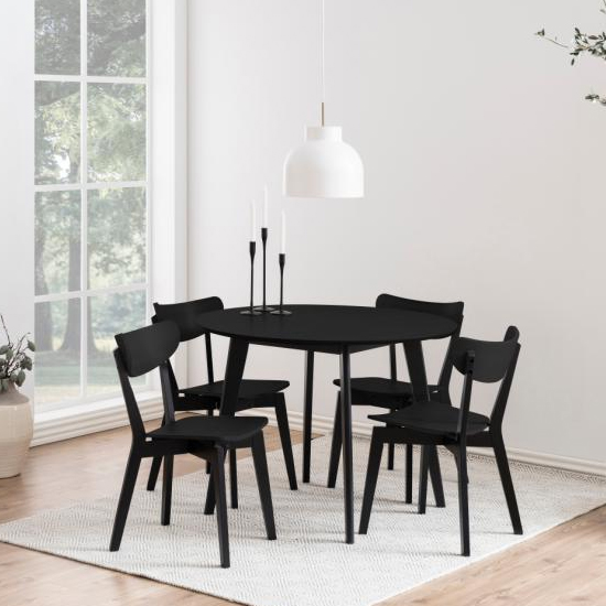 Redondo Round Wooden Dining Table In Black_4