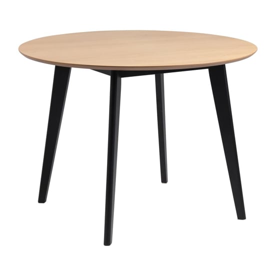 Redondo Round Wooden Dining Table In Oak And Black