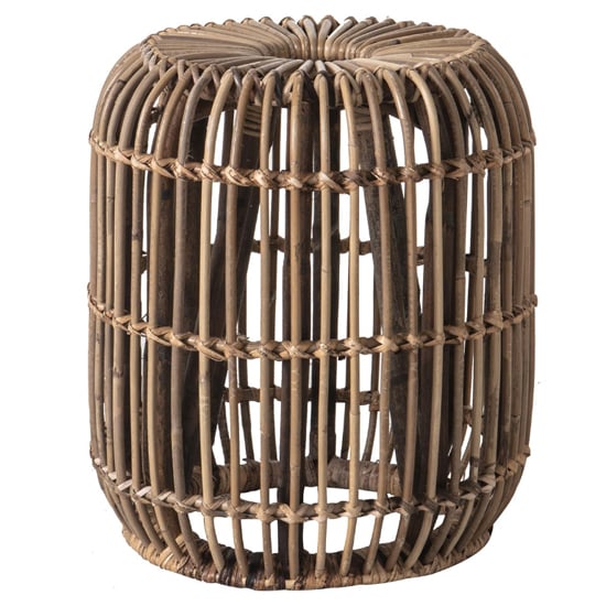 Redwood Round Rattan Wood Side Table In Natural_2