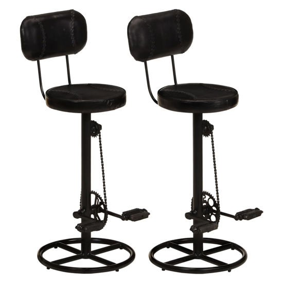 Reese Black Leather Bar Stools With Metal Base In A Pair_1