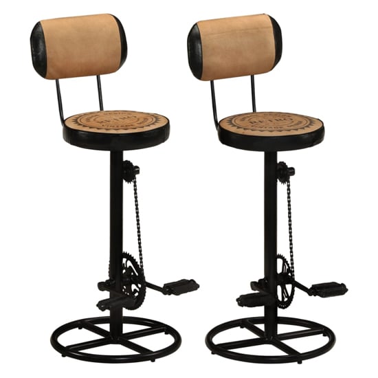 Reese Brown Black Leather Bar Stools With Metal Base In A Pair_1