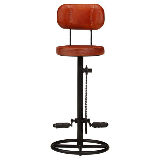 Reese Brown Leather Bar Stools With Black Metal Base In A Pair_2