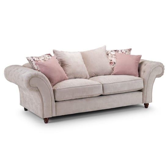 Photo of Reeth chesterfield fabric 3 seater sofa in beige
