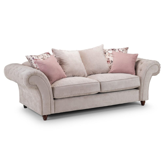 Product photograph of Reeth Chesterfield Fabric 3 Seater Sofa In Beige from Furniture in Fashion