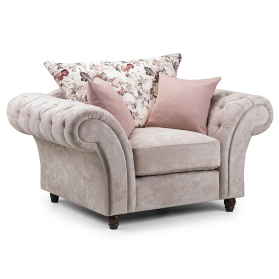 Photo of Reeth chesterfield fabric armchair in beige