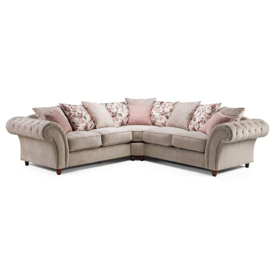 Photo of Reeth chesterfield fabric large corner sofa in beige