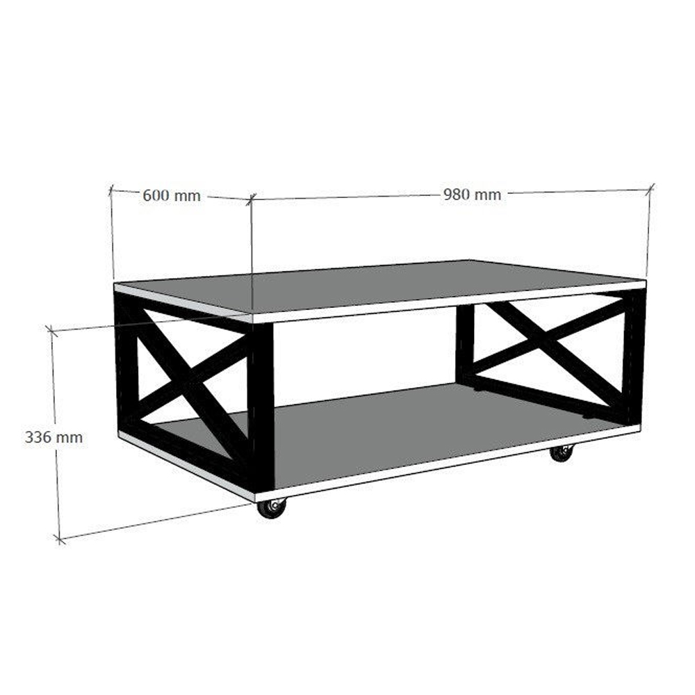 Refia Wooden Coffee Table with Wheeled Legs in Atlantic Pine