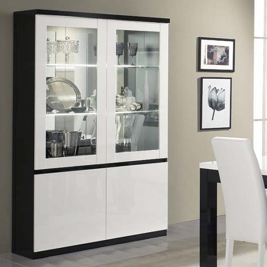 Read more about Regal display cabinet in black and white with high gloss led