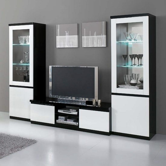 Read more about Regal living room set in black and white with high gloss led