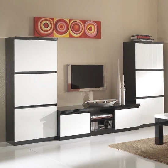 Regal Living Room Set 1 In Black White With High Gloss Lacquer_1