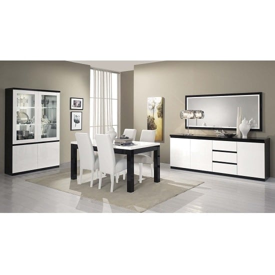Regal Display Cabinet In Black And White With High Gloss LED_2