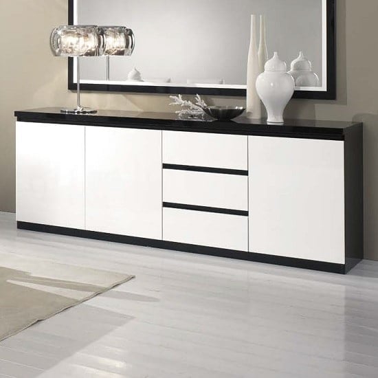 Regal Sideboard In Black And White With High Gloss Lacquer