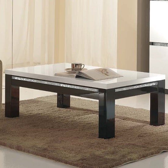 Read more about Regal coffee table in black white gloss lacquer cromo details