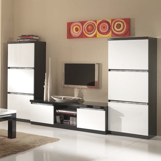 Regal Living Set 1 In Black White With Gloss Cromo Details