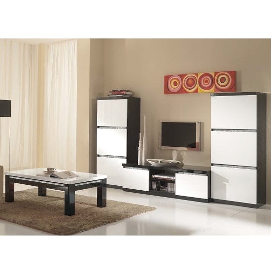 Regal Living Set 1 In Black White With Gloss Cromo Details_2
