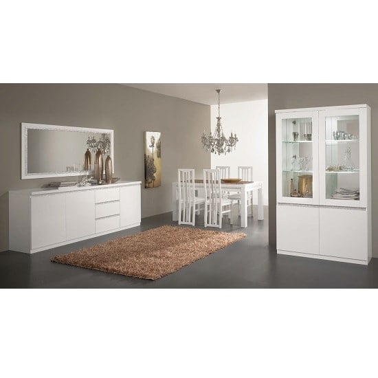 Regal Display Cabinet In White Gloss Lacquer Cromo Decor LED_2