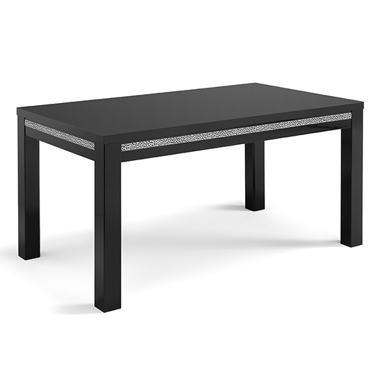 Regal Cromo Details Black Gloss Dining Table With 4 Chairs