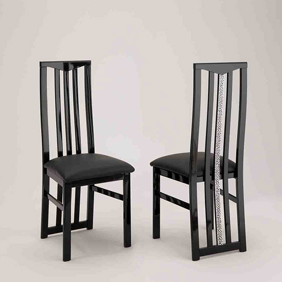 Regal Cromo Details Black Gloss Dining Table With 4 Chairs