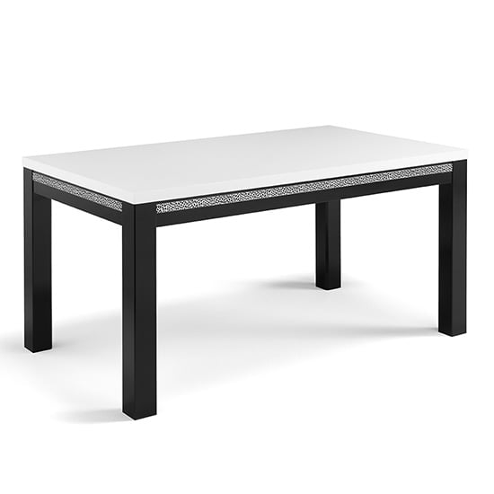 Regal Cromo Details Black Gloss Dining Table 6 Black Chairs