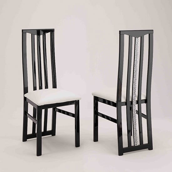 Regal Cromo Details Black Gloss Dining Table 6 Black Chairs
