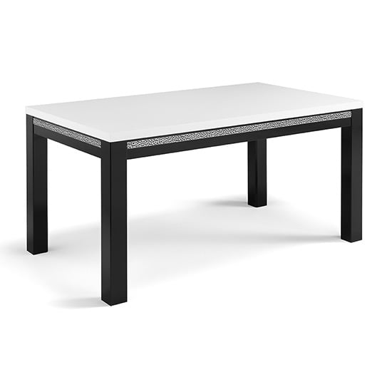 Product photograph of Regal Dining Table In Gloss Black And White With Cromo Details from Furniture in Fashion