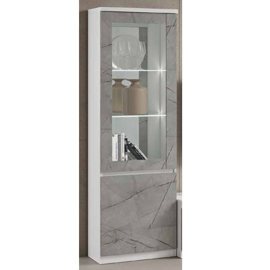 Read more about Regal gloss display cabinet 1 door in white marble effect led