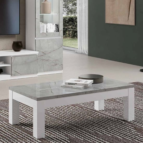 Read more about Regal high gloss coffee table large in white and marble effect