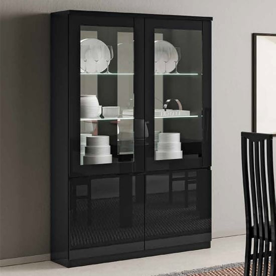 Read more about Regal high gloss display cabinet with 2 doors in black and led