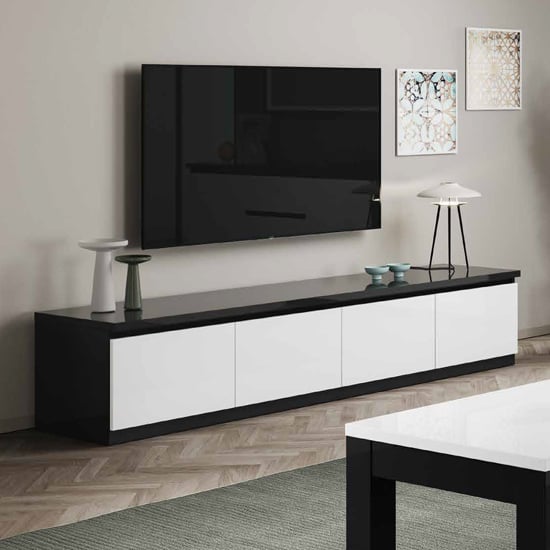 Read more about Regal high gloss tv stand with 4 doors in white and black