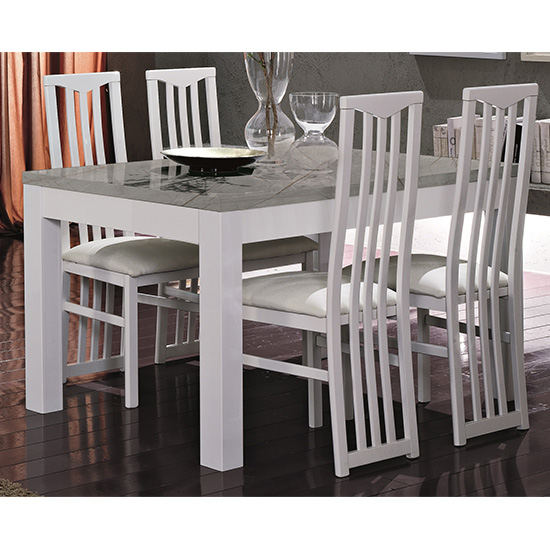 Regal Gloss White And Grey Dining Table 4 Cexa White Chairs