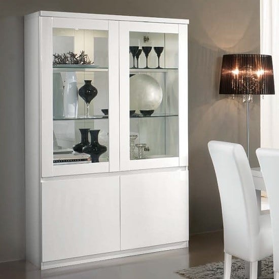 Regal Display Cabinet In White With High Gloss Lacquer And LED_1
