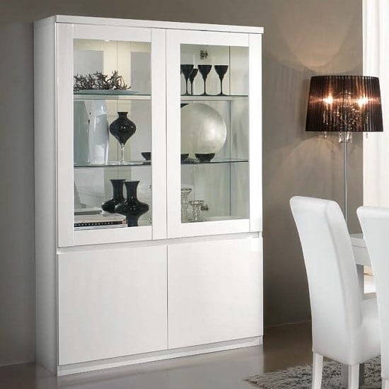 Photo of Regal display cabinet in white with high gloss lacquer and led