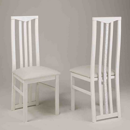 Read more about Regal wooden dining chair in white with crystal details