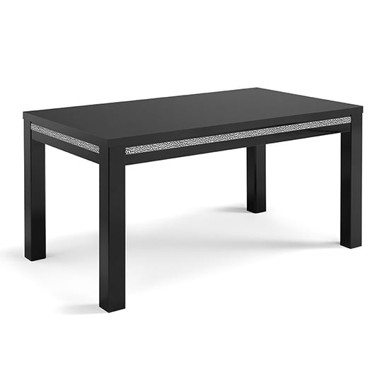 Regal Wooden Dining Table In Gloss Black With Cromo Details