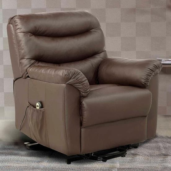 Read more about Regency faux leather rise and recliner chair in brown