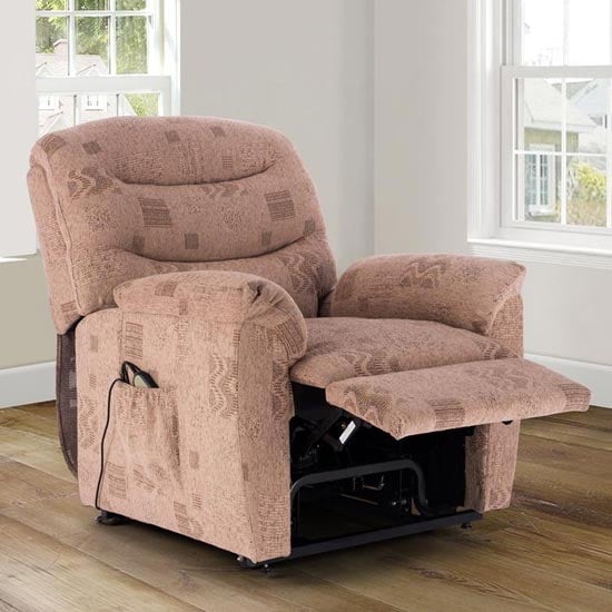 Regency Polyester Fabric Rise And Recliner Chair In Wheat