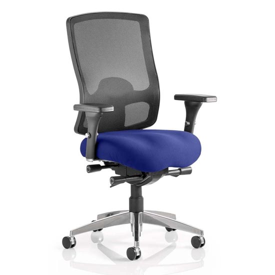 Photo of Regent office chair with stevia blue seat and arms