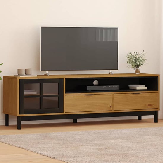 Read more about Reggio solid pine wood tv stand with 1 door 2 drawers in oak